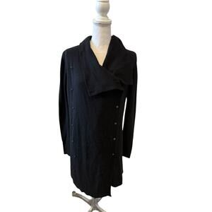 Skull Cashmere Luxe 100% Cashmere Duster Cardigan Sweater Black M